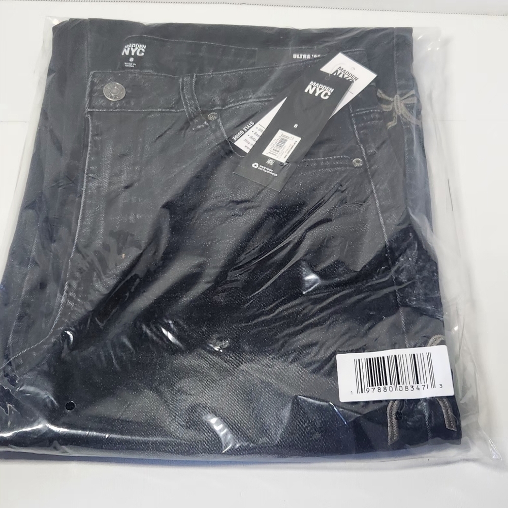 Madden NYC Women’s Ultra 90s Fit Jeans with Bow Embroidery Black Wash SIZE 8